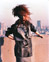  Leather shirt with attached vest and straight skirt. NYC 1985.