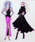 Lace Top with bib and long skirt with black velvet top and skirt