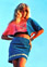 Katie in Suede Top and Skirt with Snakeskin trim